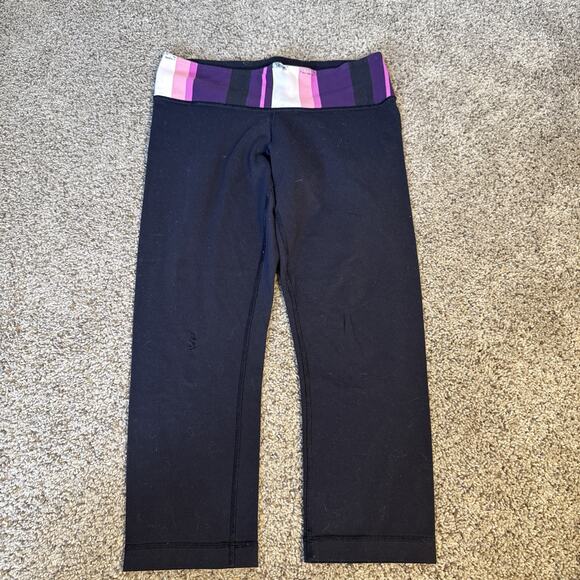 Lululemon Womens Black Purple Align Low Rise Activewear Cropped Leggings Y2K 6 - Picture 1 of 9